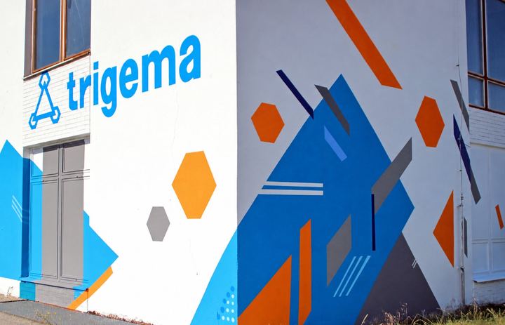 Detail loga Trigema a šestiúhelníků